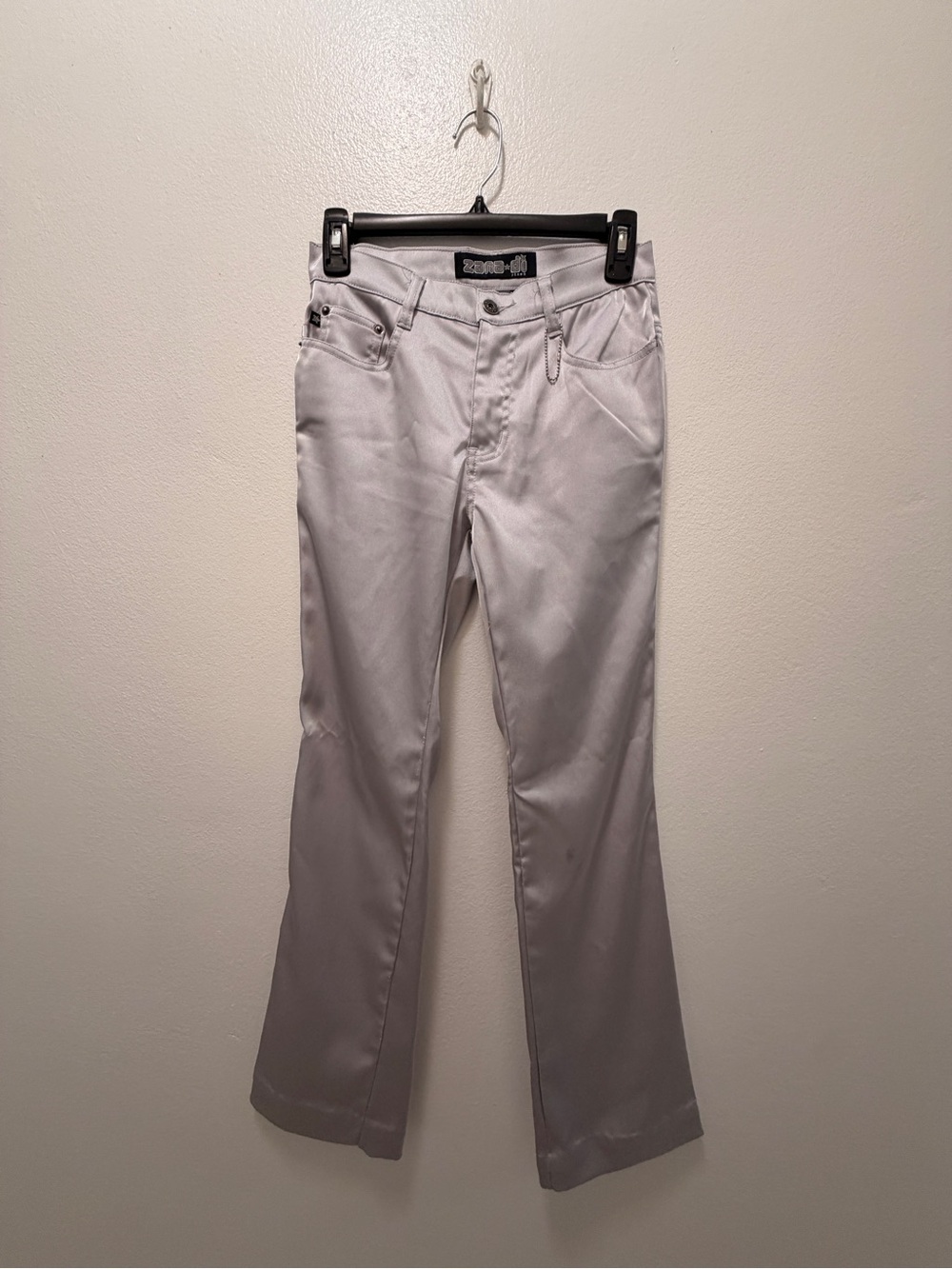 Zana-di Y2K Silver Metallic Flare Pants Low Rise Size 5